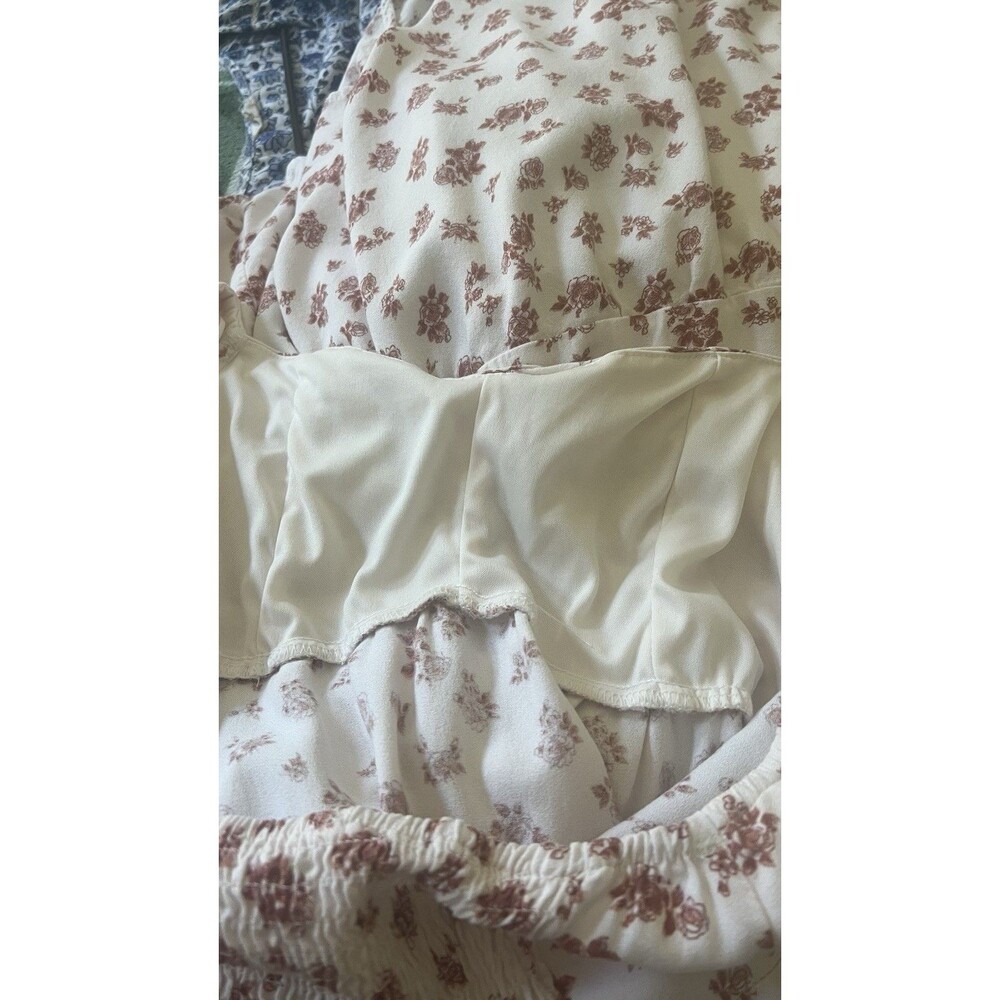 Kirious Los Angeles Floral Midi Dress Size Large Smocked Puffy Sleeves Rayon - Picture 12 of 12